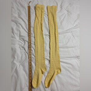 Miu Miu Pale Yellow Crochet Knit over the knee Socks
